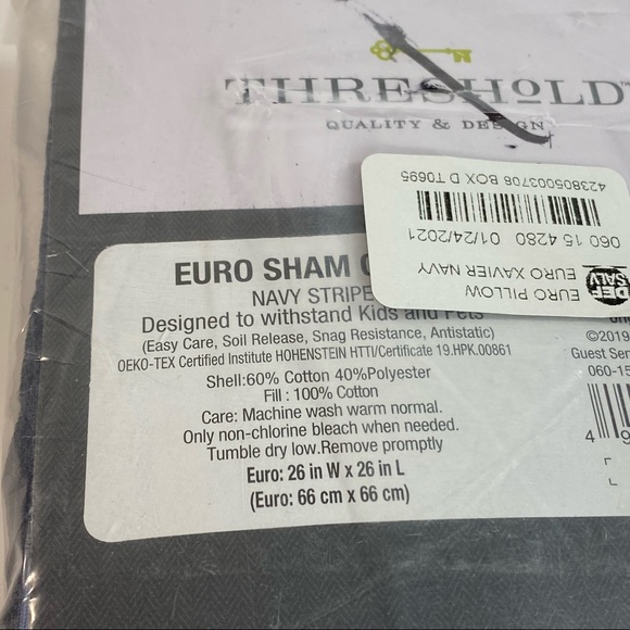 Threshold EURO Navy White Stripe Pillow Sham - Picture 5 of 5